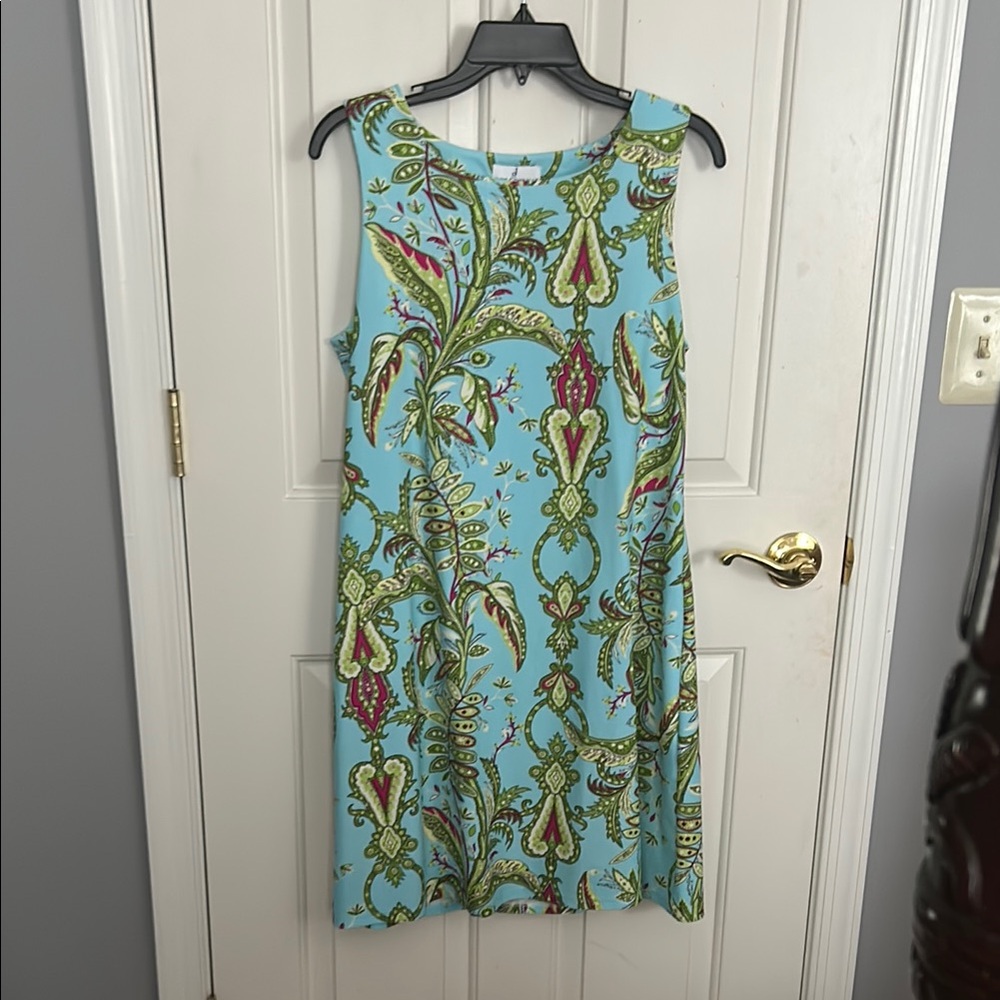 Floral Sleeveless Dress - Blue and Green